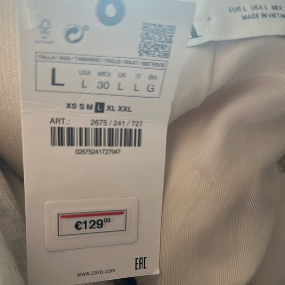 Zara Elegant Cream Wool Coat NWT Sz L - Picture 5 of 6